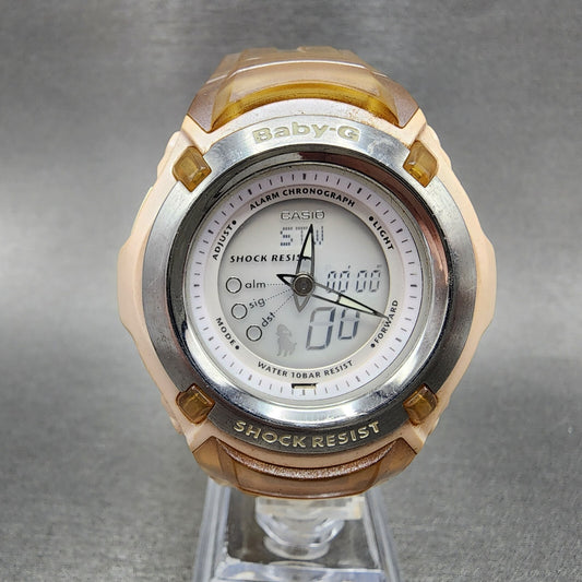 Casio BabyG Watch Women 41mm Analog Digital Clear Pink Tone Round New Battery0