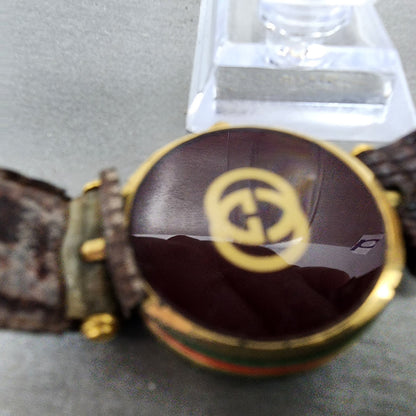 Gucci 2000M Watch Men 30mm Cream Dial Gold Plated Round Vintage PARTS10