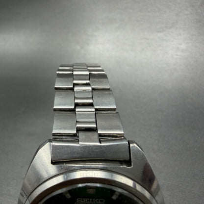 Seiko 5 Actus Watch Men 37mm Green Dial Silver Tone Daydate 7019-7350 Runs VTG4