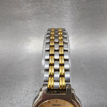 Seiko Watch Women 24mm Chamapge Dial Two Tone Round V7012b90 New Battery4