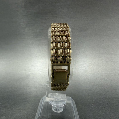 Seiko Tank Watch Women 12mm Champagne Dial Gold Tone 2e20-6109 New Battery 97HD7