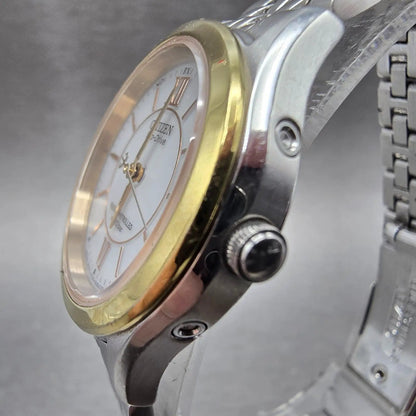 Citizen Eco-Drive Watch Women 29mm White Dial Two Tone Atomic Round H335 PARTS3