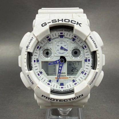 Casio G-Shock Watch Men 51mm Analog Digital White Alarm Chrono Round GA-100A0