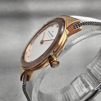Skagen Freja Watch Women 26mm White Dial Rose Gold Tone Gemmed 358SRSC New Batt2