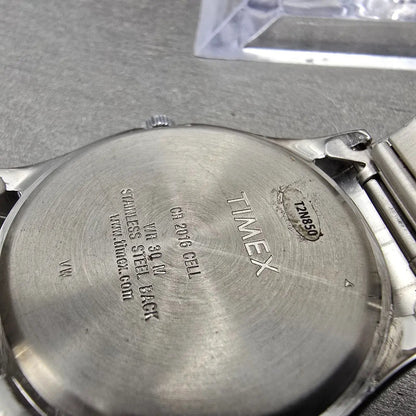 Timex Watch Men 40mm Gray Dial Silver Tone Date Round Indiglo New Battery T2N8509