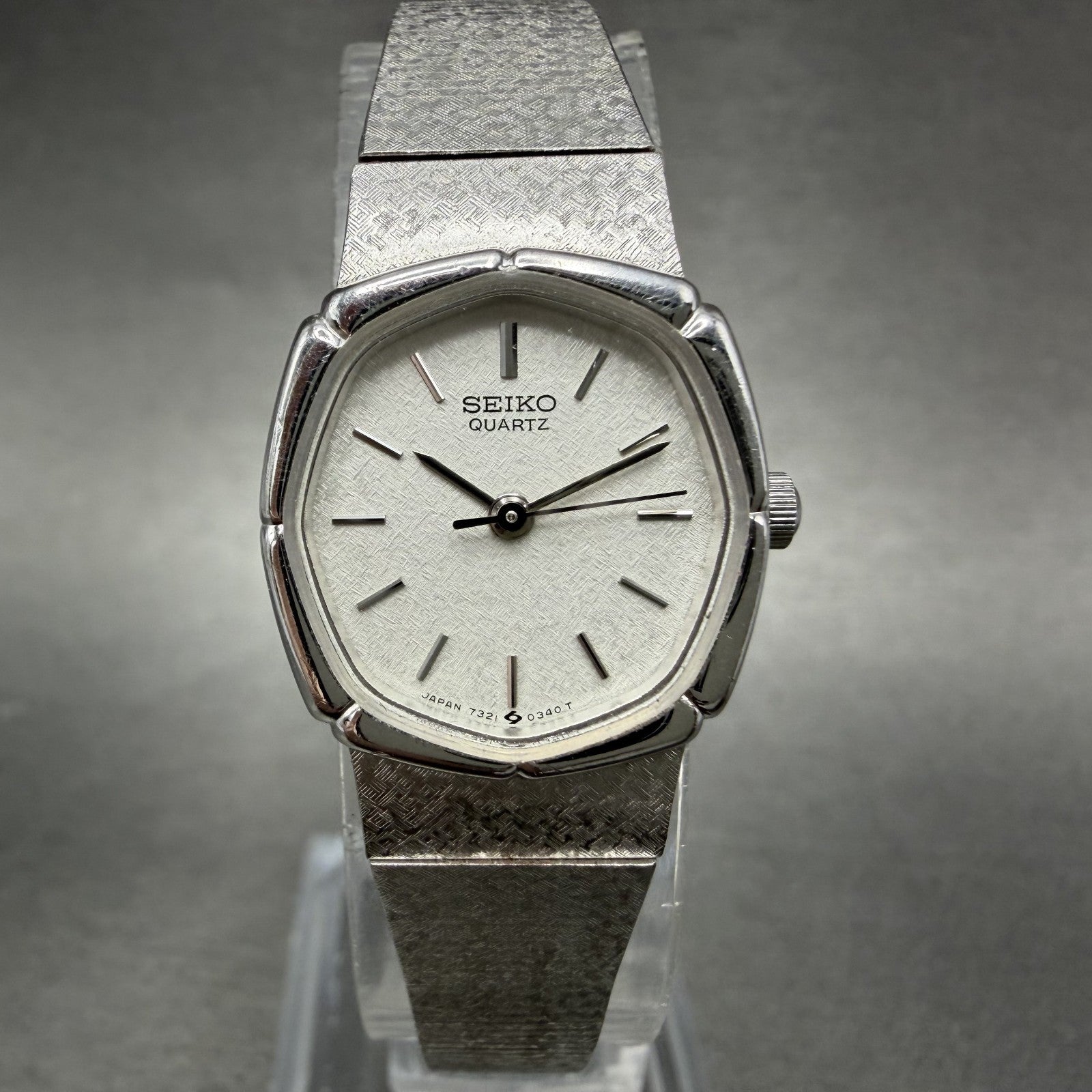 Seiko Watch Women 19mm Silver Dial Silver Tone Octagon 7321-5170 New Battery0