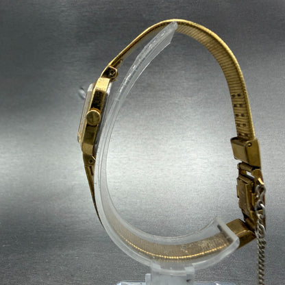 Seiko Watch Women 17mm Champagne Dial Gold Tone Octagon 4N00-5139 New Batt VTG6