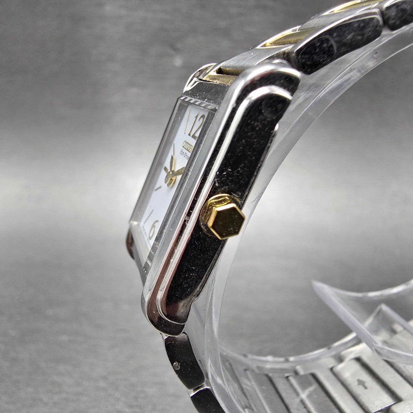 Citizen Eco-Drive Tank Watch Women 18mm White Dial Two Tone B023-S033802 Runs2