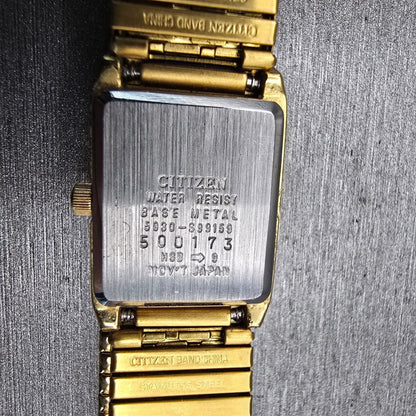 Citizen Watch Women 17mm Gold Dial Gold Tone Rectangle 5930-S99159 New Battery10