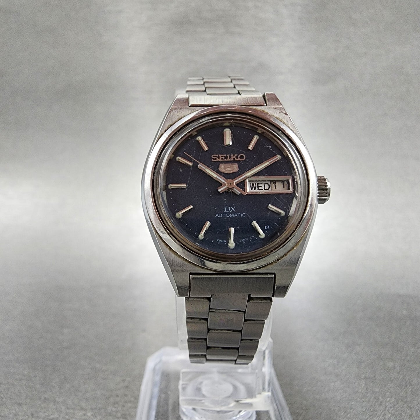 Seiko 5 Automatic Watch Women 24mm Black Dial Steel Daydate 2906-0341 PARTS