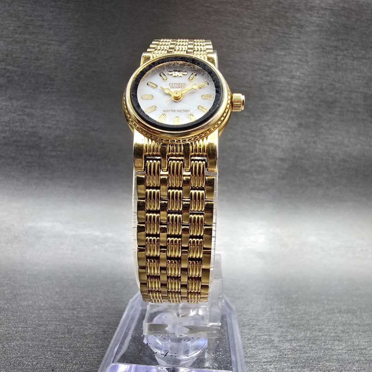 Citizen Watch Women 19mm White Dial Gold Tone Round 5930-S34774 New Battery5