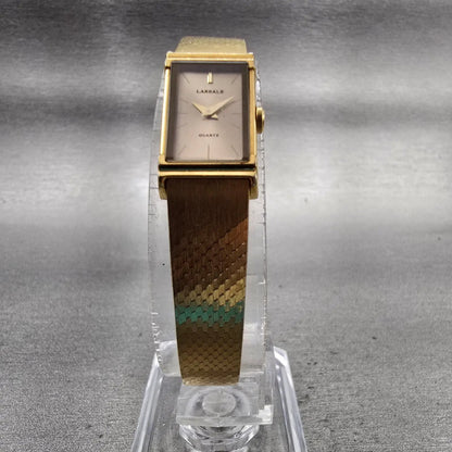 Seiko Lassale Watch Women 12mm Gold Dial Gold Tone Rectangle 2E50-5009 New Batt5