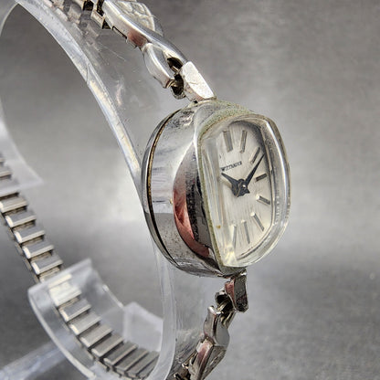 Wittnauer Watch Women 19mm White Dial Steel Round Manual Wind Runs NOS6