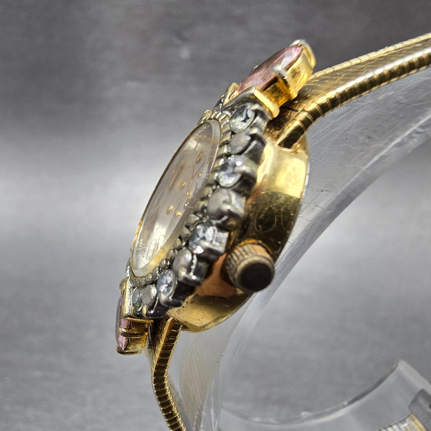 Elgin Watch Women 16mm Silver Dial Gold Tone Oval Crystal Accents New Battery2