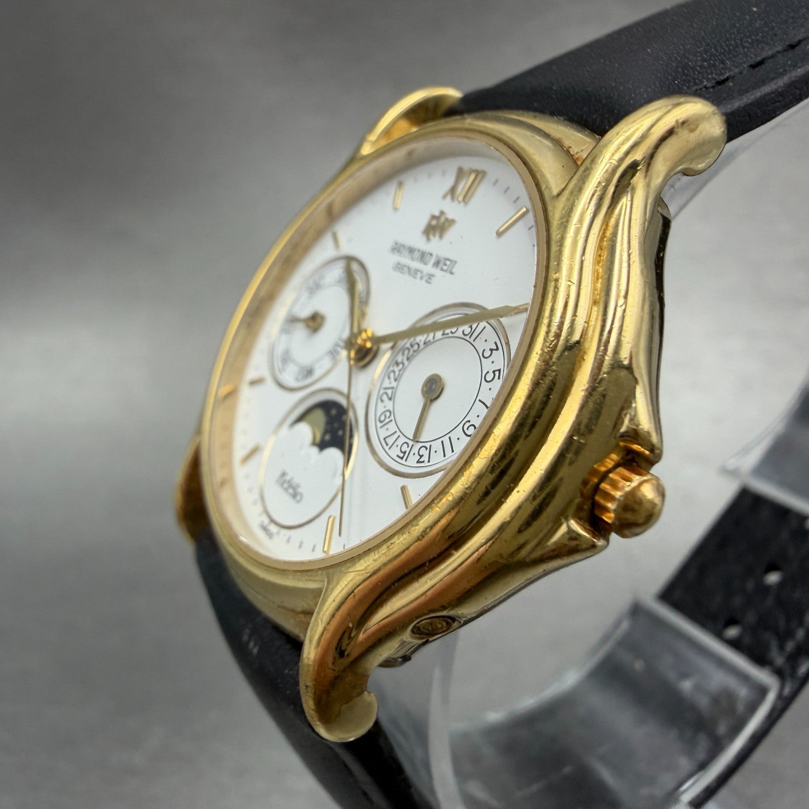 Raymond Weil Fidelio Moonphase Watch Men 33mm White Dial Gold Plated 2002 Newbat2