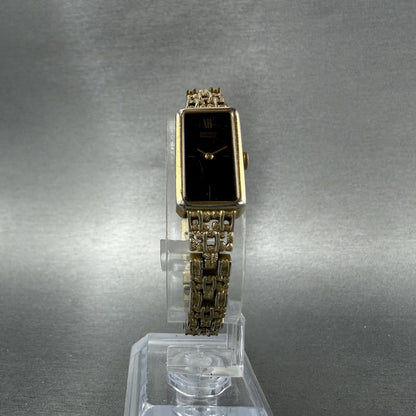 Seiko Tank Watch Women 13mm Black Dial Gold Tone Rectangle 13205249 New Battery5