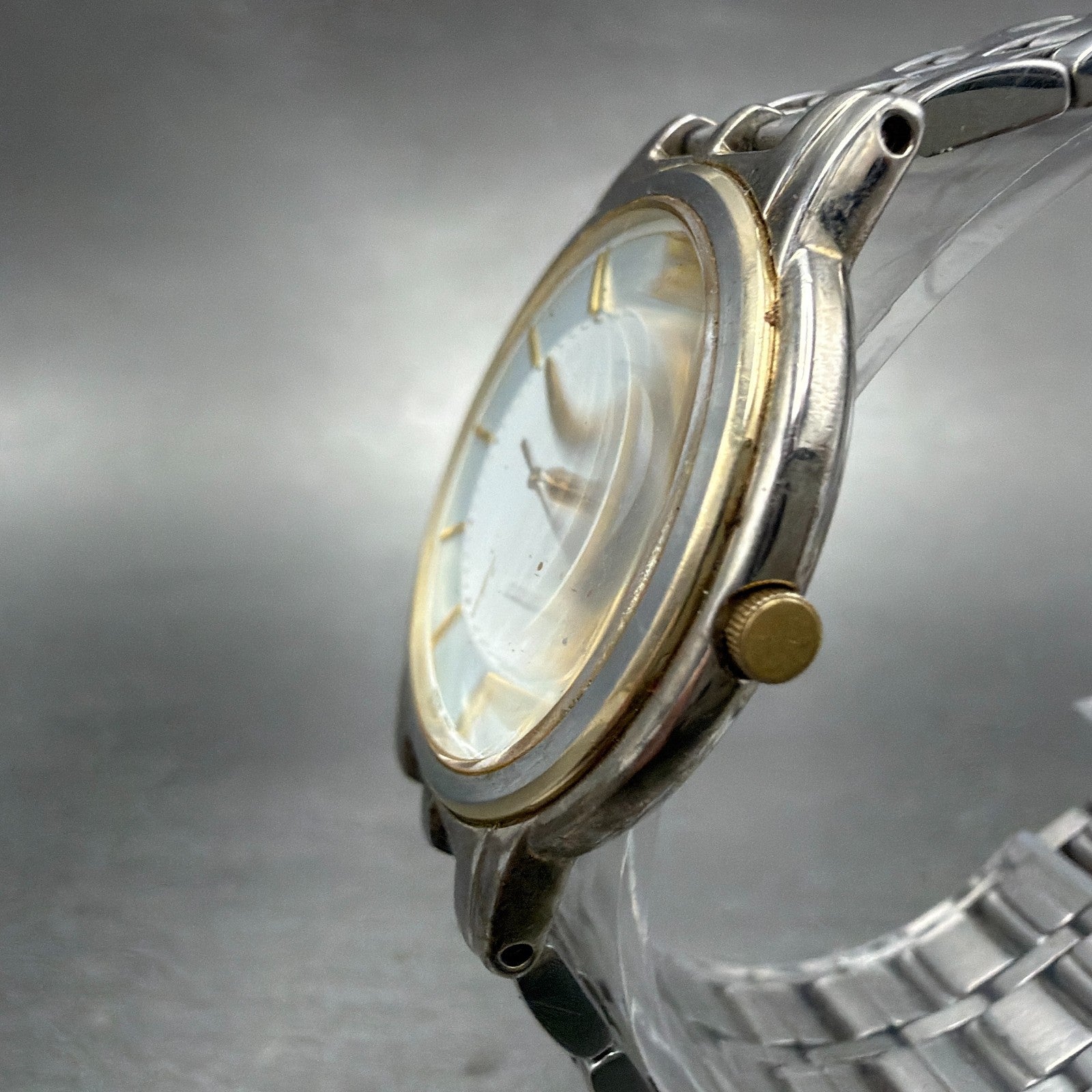 Seiko Lucent Watch Men 32mm White Dial Two Tone Round 5E21-6E90 PARTS3