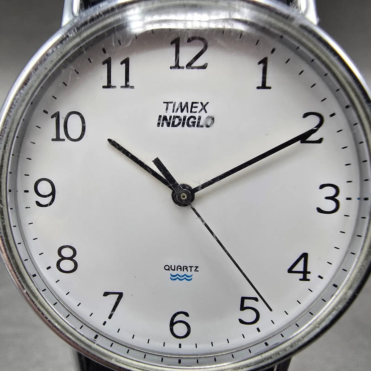 Timex Indiglo Watch Men 34mm White Dial Silver Tone Round New Battery VTG1