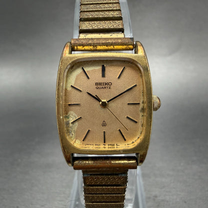 Seiko Tank Watch Men 20mm Champagne Dial Gold Tone Rectangle 2621-5220 New Batt20