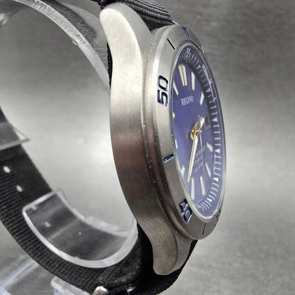 Citizen Reguno Watch Men 39mm Blue Dial Titanium Solar Atomic H415 Round Runs4