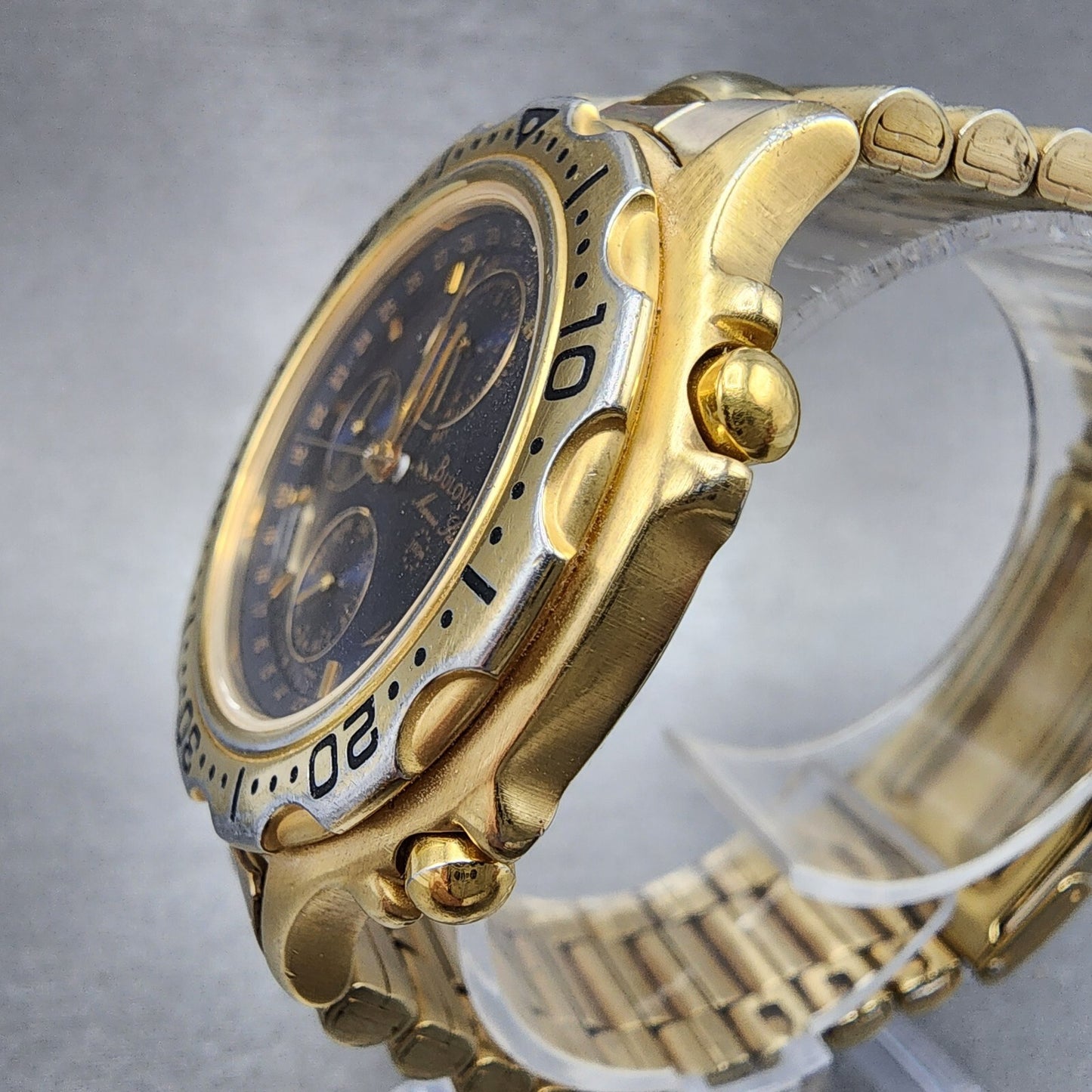 Bulova Marine Star Watch Men 38mm Blue Dial Gold Tone Chronograph 97A41 PARTS3