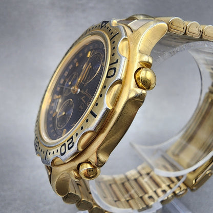 Bulova Marine Star Watch Men 38mm Blue Dial Gold Tone Chronograph 97A41 PARTS3