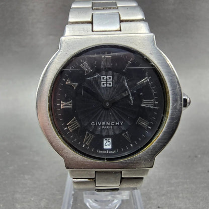 Givenchy Watch Women 32mm Black Dial Steel Date Round New Battery VTG0