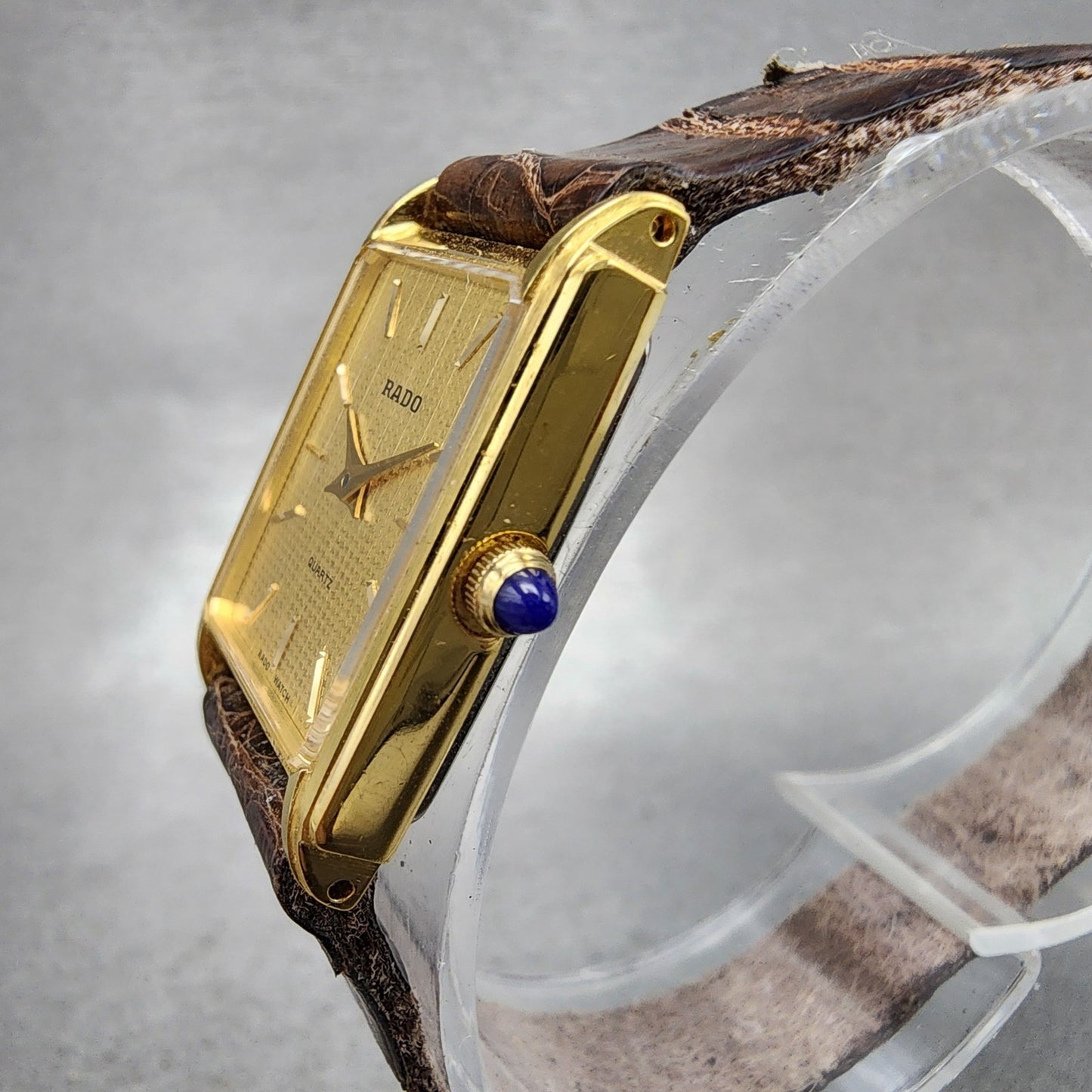 Rado Tank Watch Women 18mm Gold Dial Gold Tone Rectangle 133.9555.2 New Battery2
