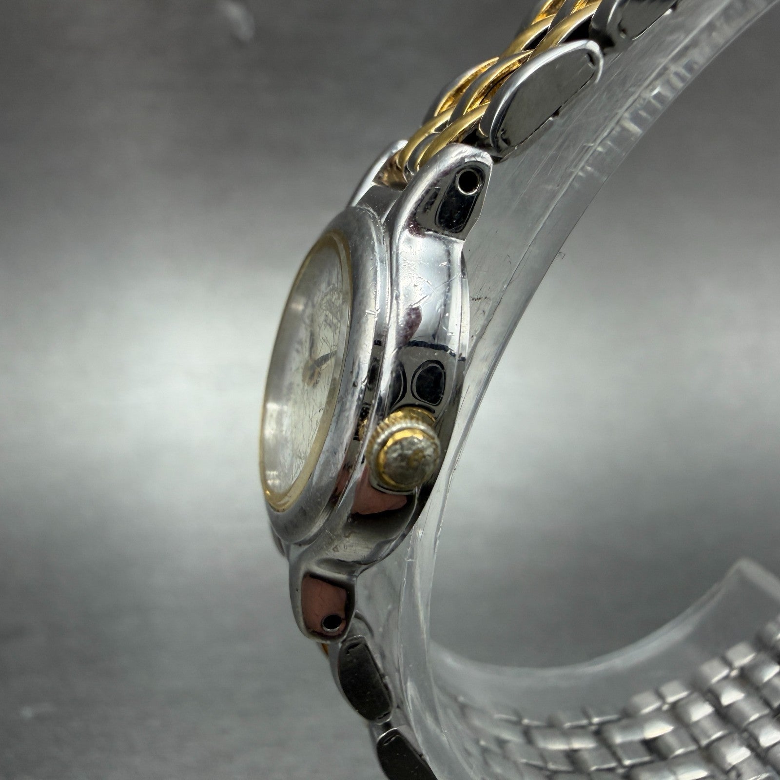 Seiko Watch Women 19mm White Dial Two Tone Round Vintage 1N00-0C59 New Battery 52