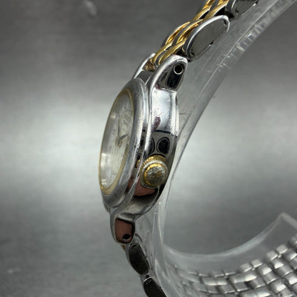 Seiko Watch Women 19mm White Dial Two Tone Round Vintage 1N00-0C59 New Battery 52