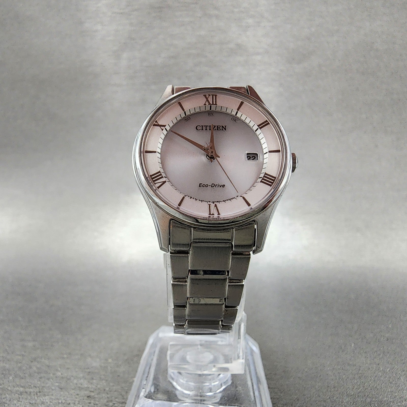 Citizen EcoDrive Watch Women 28mm White Dial Silver Tone Date Round Runs5