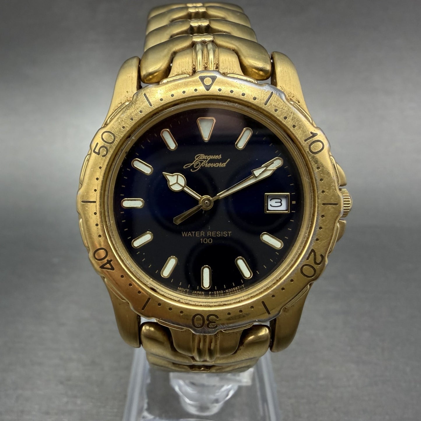Citizen Elegance Watch Men 35mm Blue Dial Gold Tone Date Round 4-S044036 NewBat0