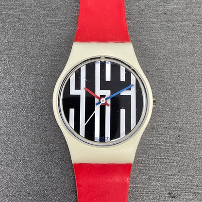 Swatch Speedlimit Watch Women 25mm Black Dial White Case Round LW117 New Battery0