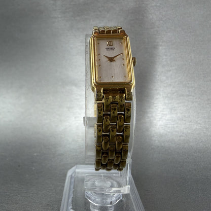 Seiko Tank Watch Women 13mm Silver Tone Gold Tone Rectangle 2e20-6859 NewBatt BA5