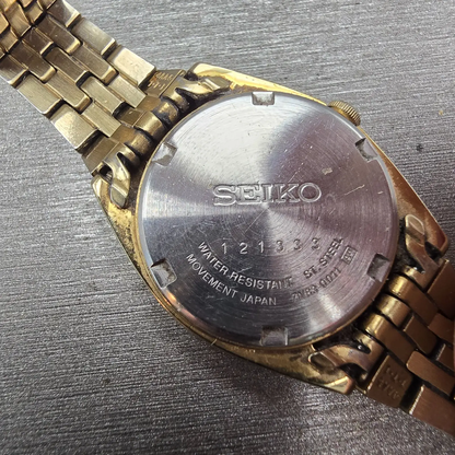Seiko Watch Women 24mm White Dial Gold Tone Daydate Round 7N83-0011 New Battery10