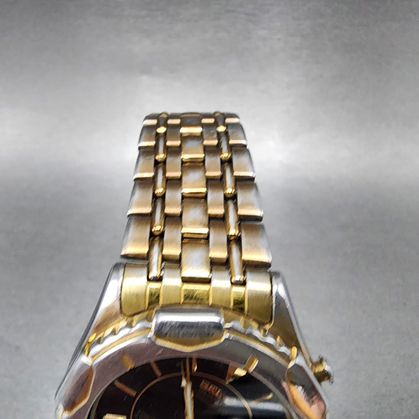Seiko Chronograph Watch Men 39mm Black Dial Gold Tone Alarm 8V20-7000 PARTS