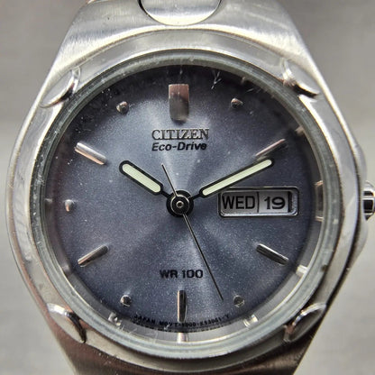 Citizen Eco-Drive Watch Women 25mm Silver Dial Steel Daydate E001-K17560 Runs1