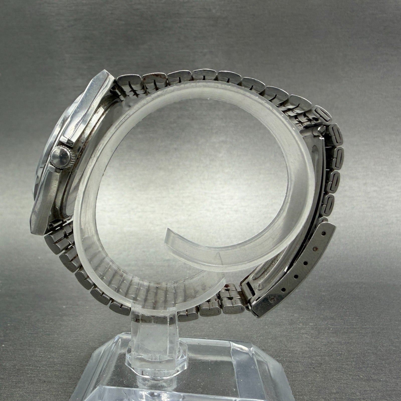 Seiko Chronos Watch Men 35mm Silver Dial Silver Tone Daydate 5h23-7d20 New Batte6