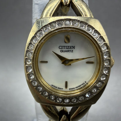 Citizen Watch Women 19mm White Dial Gold Tone Crystals 5920-S021103 New Battery1