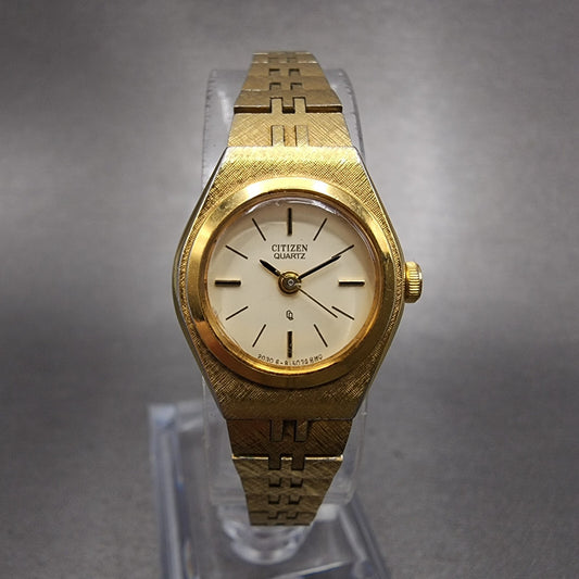 Citizen CQ Watch Women 19mm Cream Dial Gold Tone Round 2030891571 New Battery0
