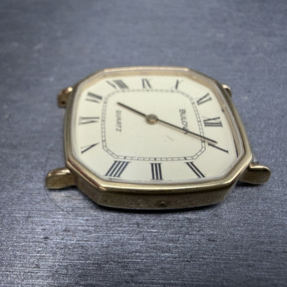 Bulova Watch Men 31mm Champagne Dial Gold Tone Octagon P0 Swiss PARTS6