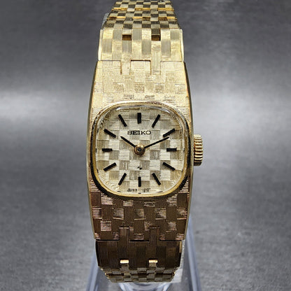 Seiko Watch Women 16mm Gold Dial Gold Tone Manual Rectangle 113399 Runs0