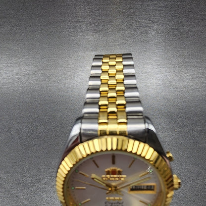 Orient President Watch Men 36mm Silver Dial Two Tone Daydate Automatic 469ed734