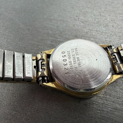 Seiko Watch Women 20mm Champagne Dial Gold Tone Round 2320-0179 New Battery VTG9