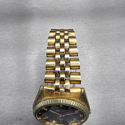 Seiko SQ President Watch Men 36mm Black Dial Gold Tone Daydate 5Y23-8A69 New Bat4