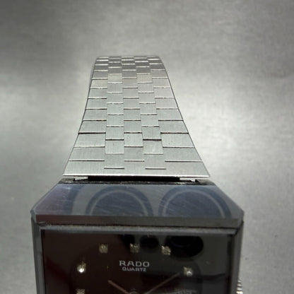 Rado Diastar Watch Men 30mm Black Dial Tungsten Case Date Rectangle New Battery4
