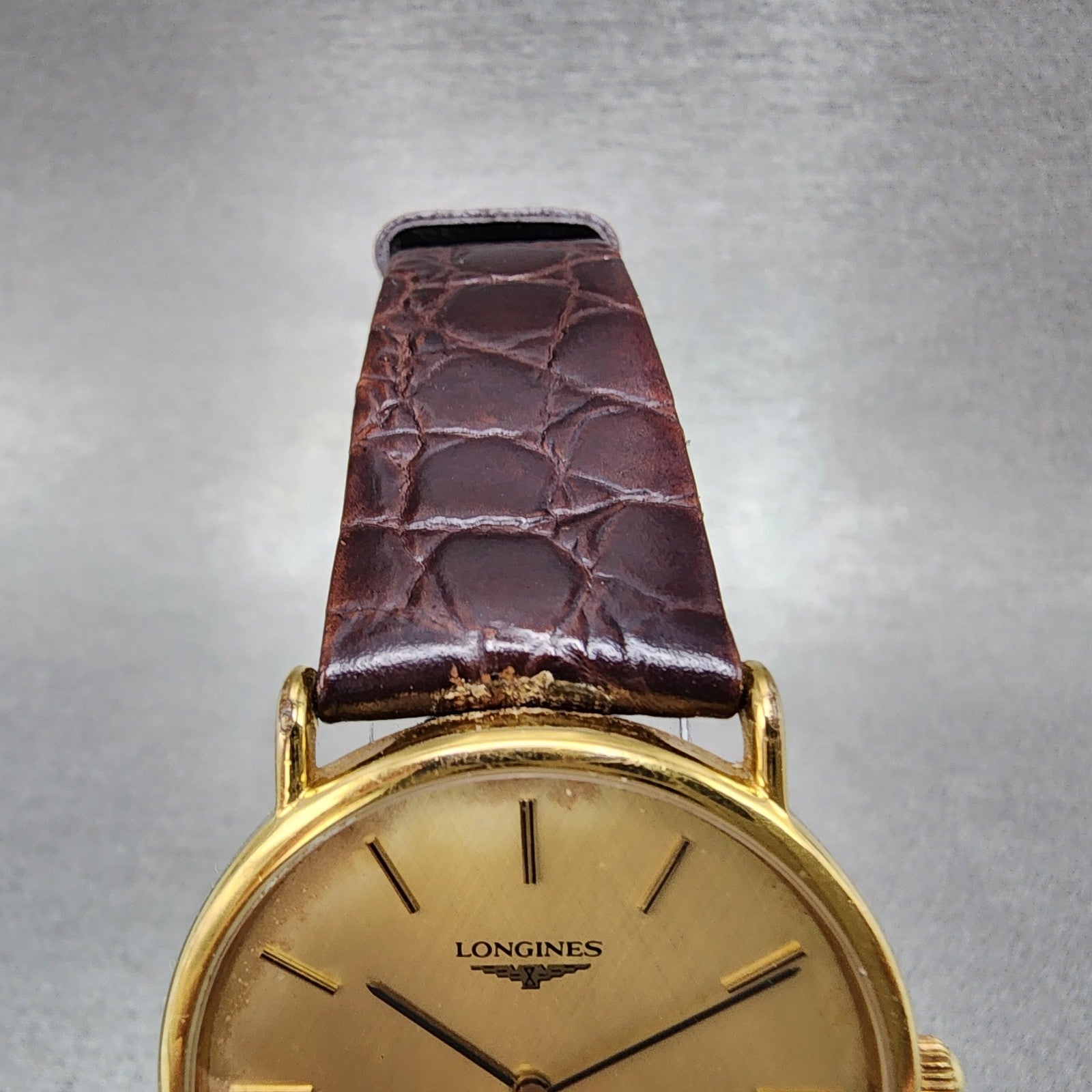 Longines Watch Men 32mm Gold Dial Gold Tone Round 150 7229 New Battery VTG5