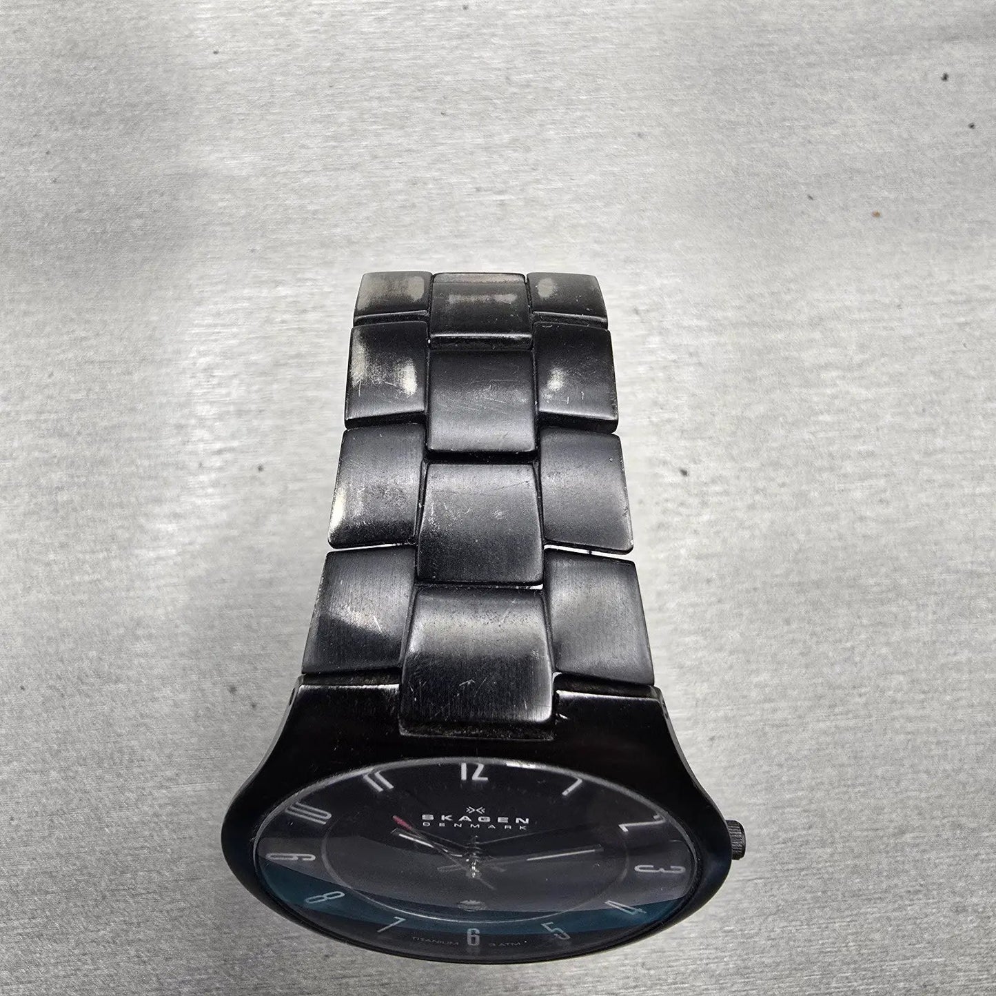 Skagen Watch Men 40mm Black Dial Black Tone Date Titanium Round 801XLTBXB NewBat4