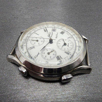 Orient Chronograph Watch Men 39mm White Dial Silver Tone Date Alarm READ!!!!!!!!3