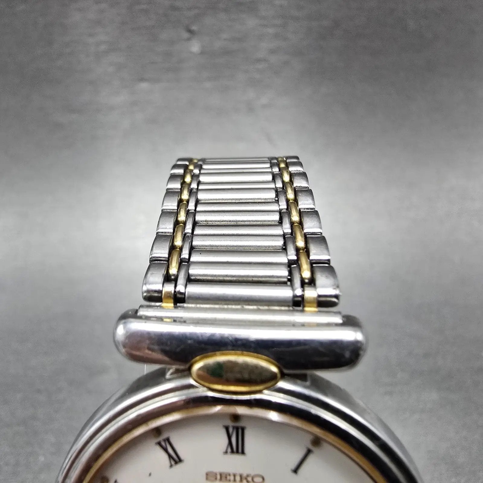 Seiko Dolce Watch Men 32mm White Dial Two Tone Round 9530-6030 PARTS5